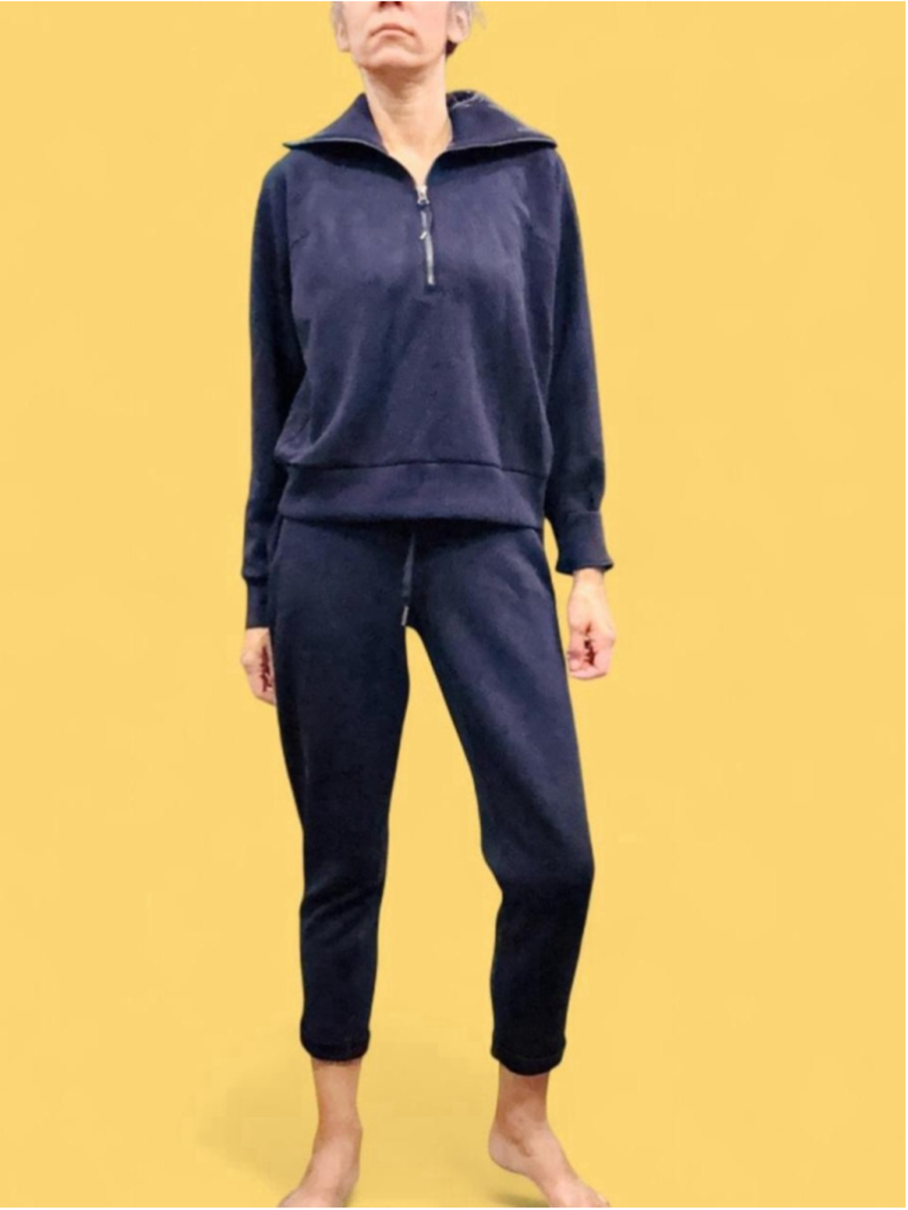 SPANX AirEssentials Navy Blue Quarter Zip Pullover Tapered Pant Set XS